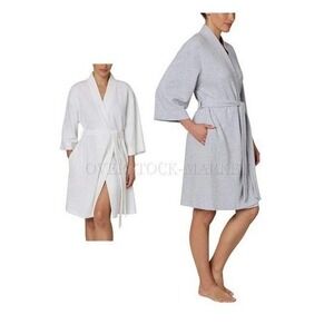 Loft Gray Waffle Weave Bath Robe, Spa Robe Lightweight Cotton Blend XXL /‎ #9146